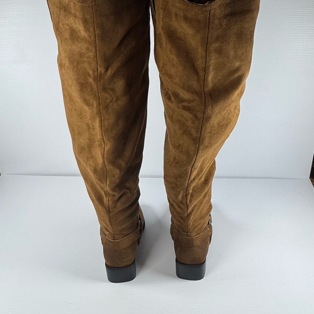 Azalea Wang Eathelin Brown Over The Knee Moto Boots NIB Size 7 / 9 - Picture 2 of 9